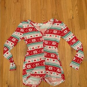 Festive Red and Green romper Pajama